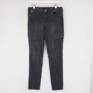 Metaphor‎ Black Denim Stretch Jeans 12 32/31 Side Zipper Pockets Mid Rise